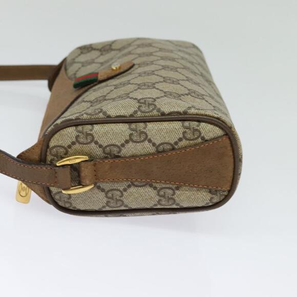 GUCCI GG Supreme Web Sherry Line Bag Pvc Beige Gold 89 02 018 - Picture 4 of 16